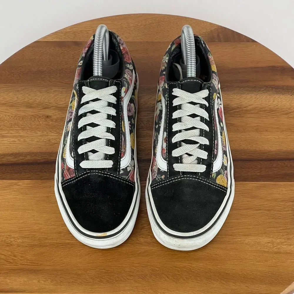 Womens Vans Old Skool Floral Black Skateboarding Shoes Sneakers Size 7‎ M GUC